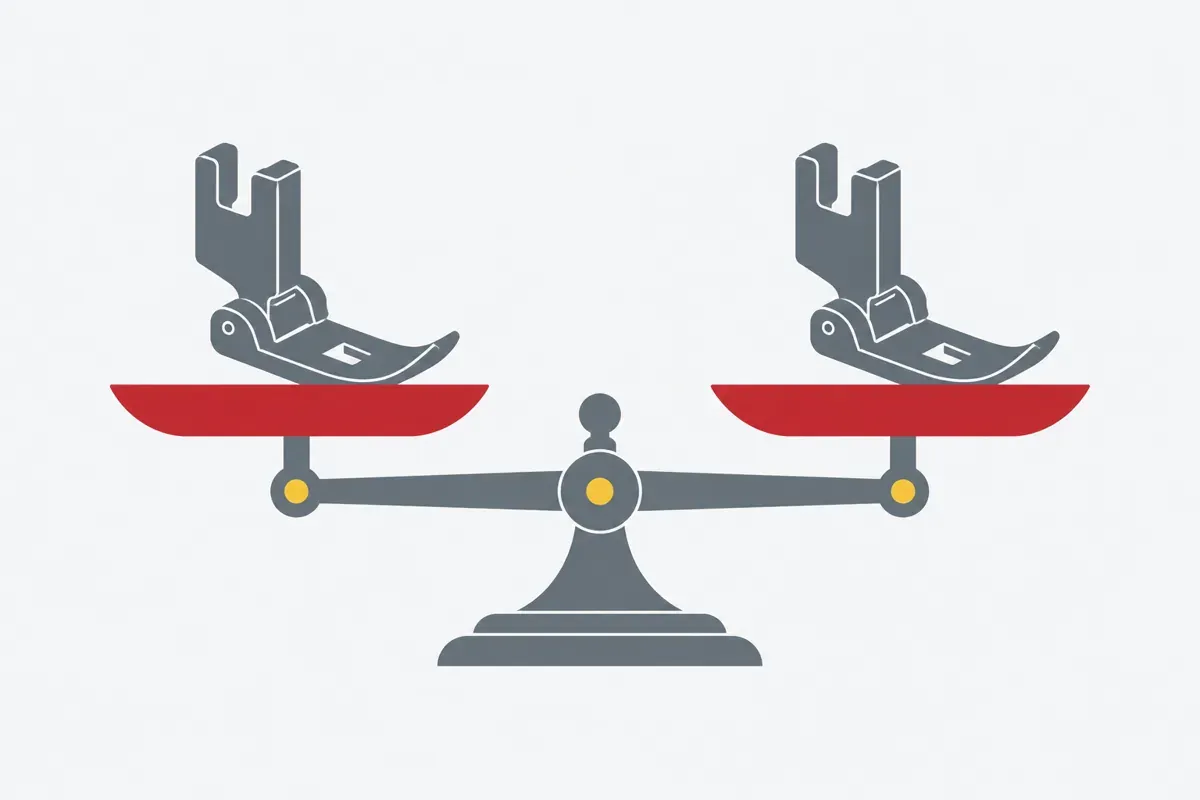 Illustration : deux pieds de biche presque identiques sur une balance à plateaux