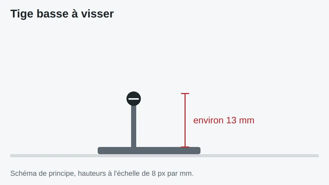 Schéma dessiné par le code du site : repères de la fixation « Tige basse à visser »
